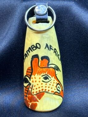 Hand Painted Giraffe Horn Keychain